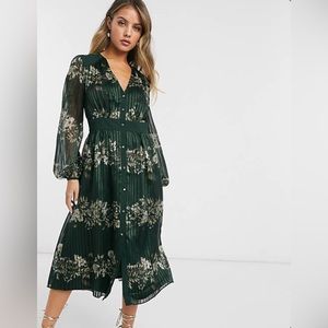 Ted Baker Delyla Green Floral Striped Dress Size 6